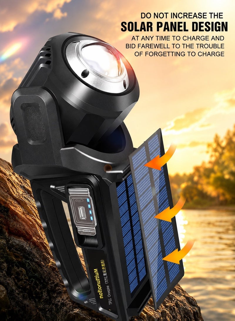 QLIGHT Rechargeable Flashlights Outdoor Handheld, 1,000,000 Lumens Led Spot Light Flashlight with Solar Panels, 9 Modes Waterproof Handheld Flash light for Camping Hiking Outdoor Marine Boating Hunting - Image 5