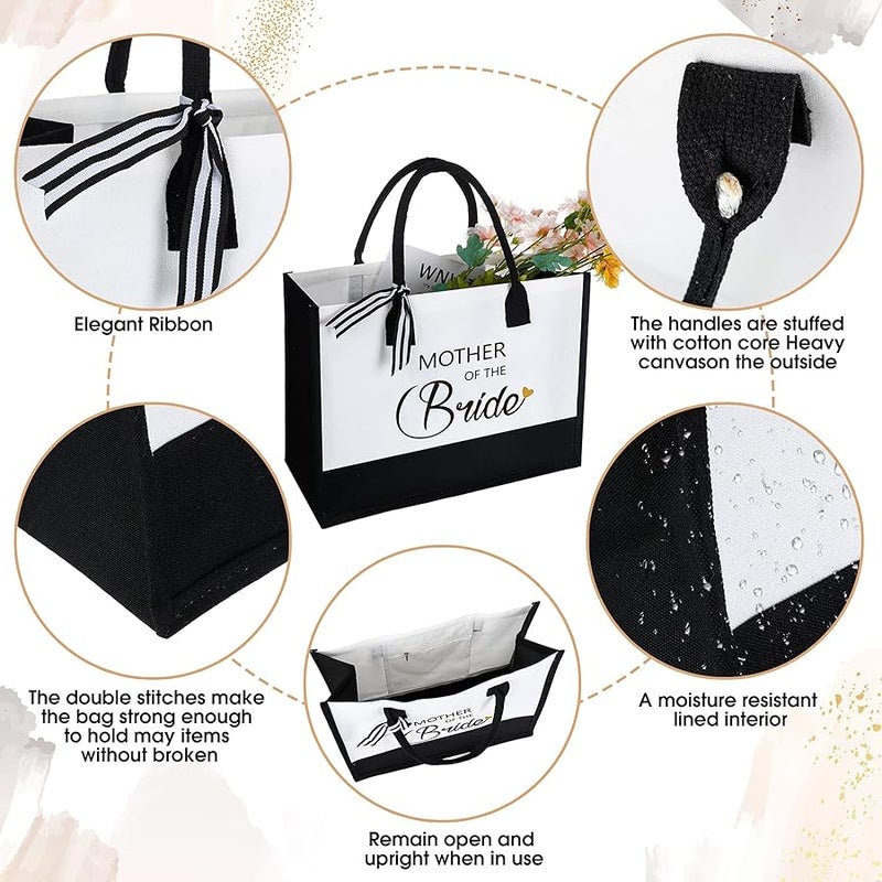 Aoriher 2 Pcs Mother of Bride and Groom Gift Set, Canvas Tote Bag for Mother of the Groom Bride, Gift for Wedding, Engagement - Image 3