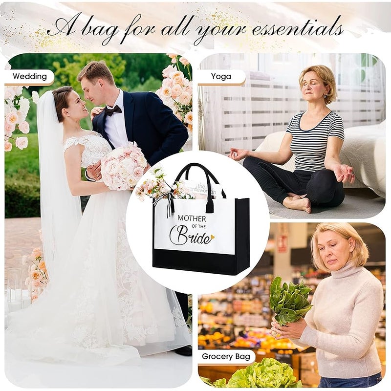 Aoriher 2 Pcs Mother of Bride and Groom Gift Set, Canvas Tote Bag for Mother of the Groom Bride, Gift for Wedding, Engagement - Image 4