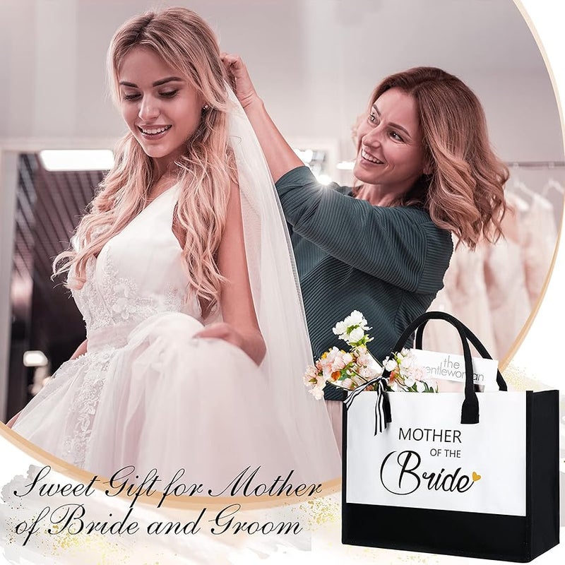 Aoriher 2 Pcs Mother of Bride and Groom Gift Set, Canvas Tote Bag for Mother of the Groom Bride, Gift for Wedding, Engagement - Image 5