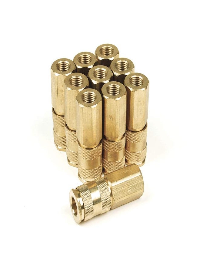 PRIMEFIT XHC1414FB6-B10-P XP Extreme Performance Series (10 Pack) Hi-Flow (V-Style) Brass Coupler 1/4" x 1/4" Female - Image 1
