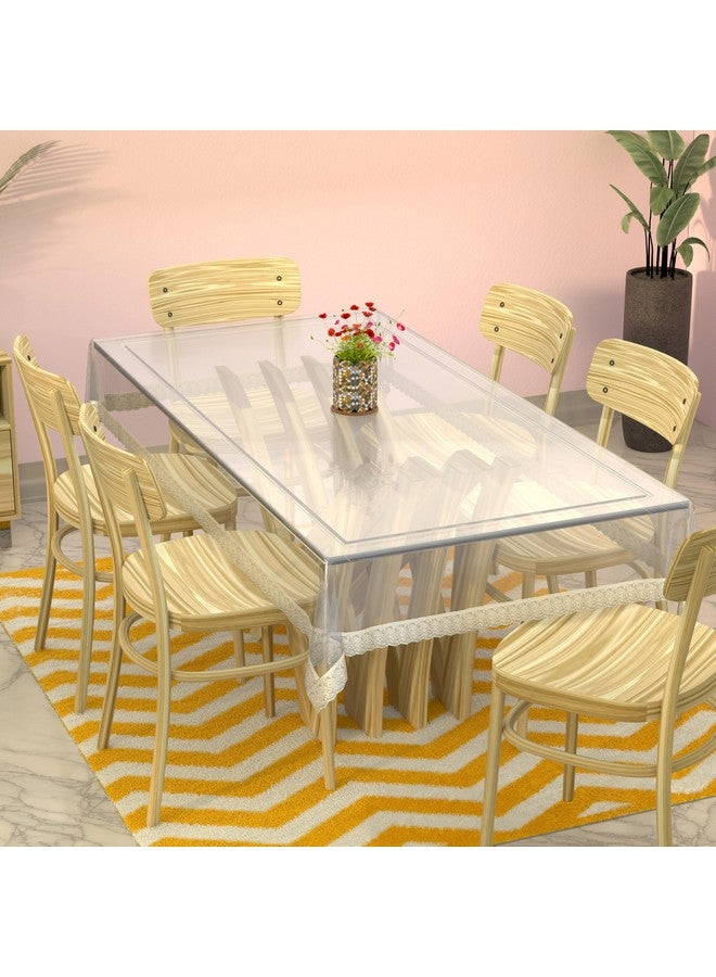 Kuber Industries Dining Table Cover 6 Seater|Table Cloth|Table Cover for Home, Restaurant|(Silver Lace) Polyvinyl Chloride,Rectangular - Image 1