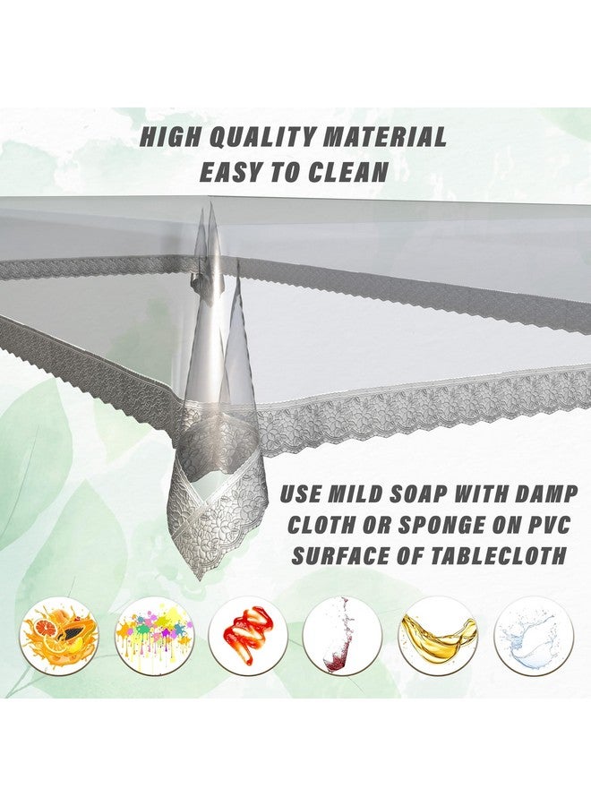 Kuber Industries Dining Table Cover 6 Seater|Table Cloth|Table Cover for Home, Restaurant|(Silver Lace) Polyvinyl Chloride,Rectangular - Image 5