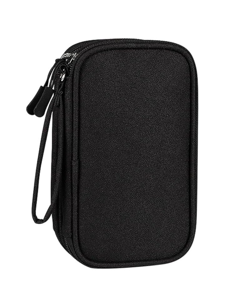 Cable Organizer Bag Electronic Accessories Portable Waterproof Carrying Bag Double Layers All-in-One Storage Bag for Cord, Charger, Phone and Earphone - Black