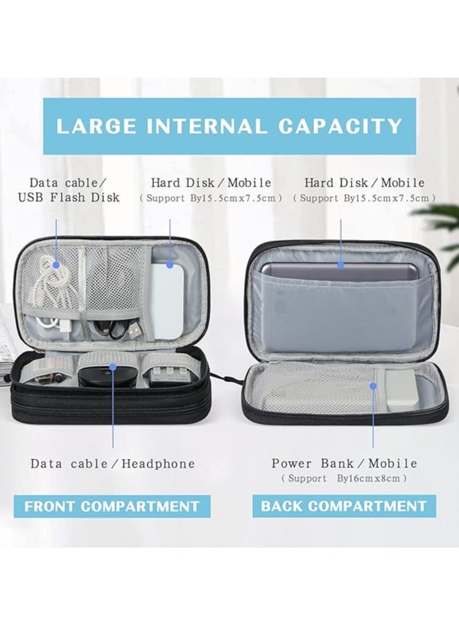 Cable Organizer Bag Electronic Accessories Portable Waterproof Carrying Bag Double Layers All-in-One Storage Bag for Cord, Charger, Phone and Earphone - Black