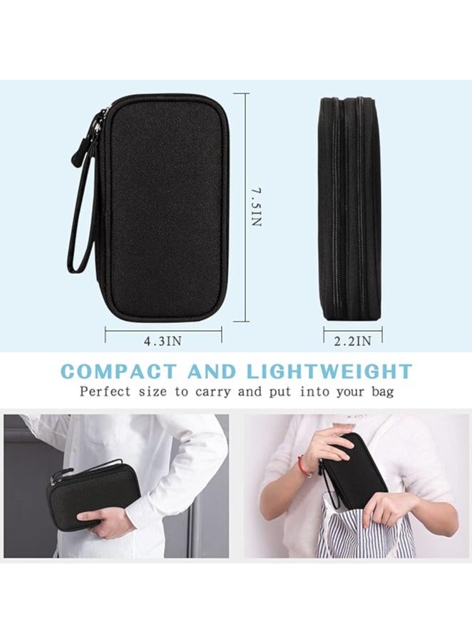 Cable Organizer Bag Electronic Accessories Portable Waterproof Carrying Bag Double Layers All-in-One Storage Bag for Cord, Charger, Phone and Earphone - Black