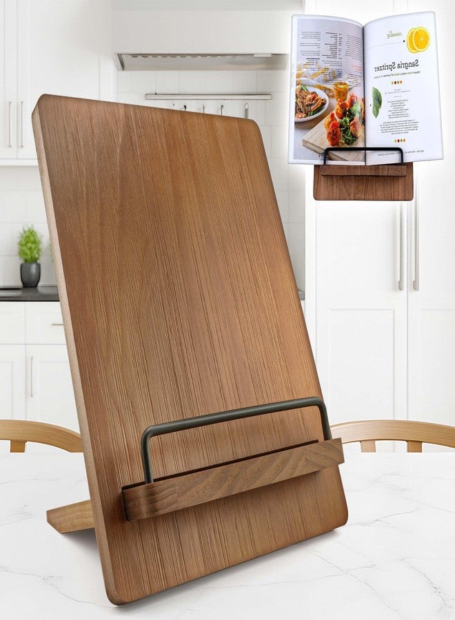 JUNSHUO Wood Cookbook Stand Cookbook Holder: Kitchen Adjustable Cookbook Holder Recipe Stand for Counter Brown - Image 1