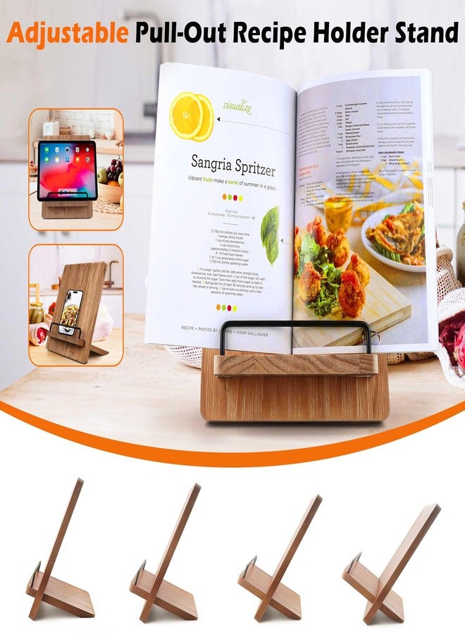 JUNSHUO Wood Cookbook Stand Cookbook Holder: Kitchen Adjustable Cookbook Holder Recipe Stand for Counter Brown - Image 5