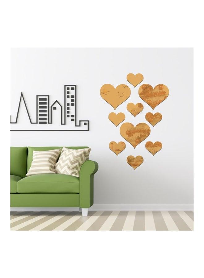 Sharpdo 10-Piece Heart Shaped Wall Sticker Set Gold - Image 2