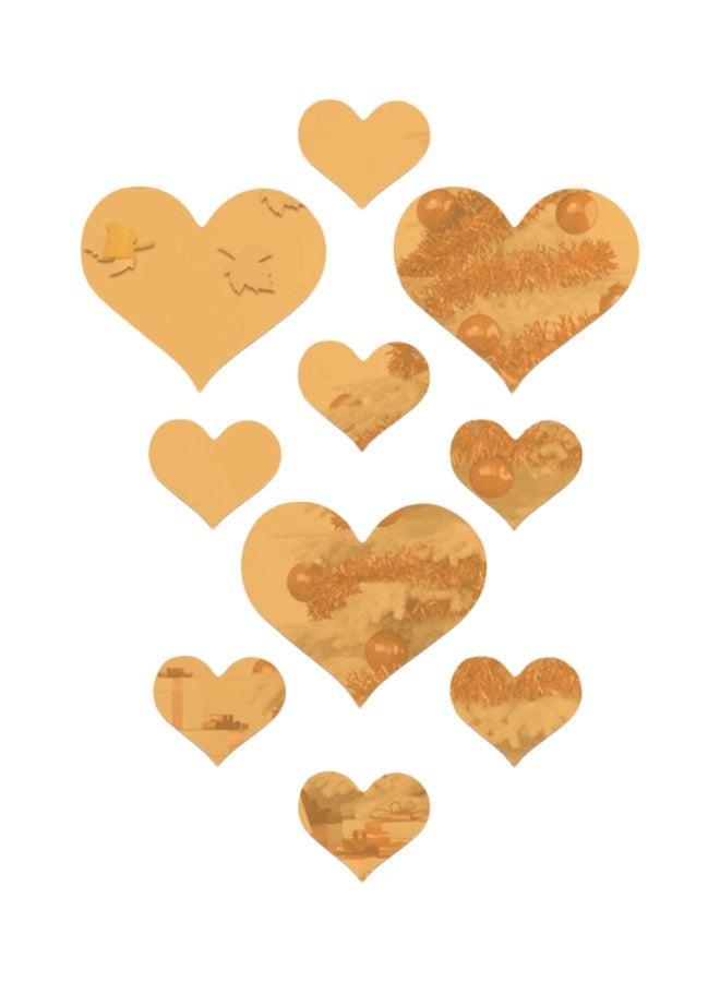 Sharpdo 10-Piece Heart Shaped Wall Sticker Set Gold - Image 1
