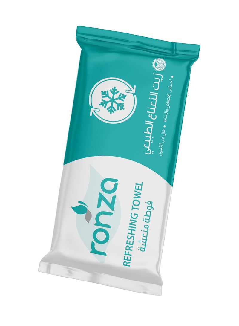 Ronza Refreshing Wet Wipes with Natural mint Oil - Single Use (24 pieces) - Image 2