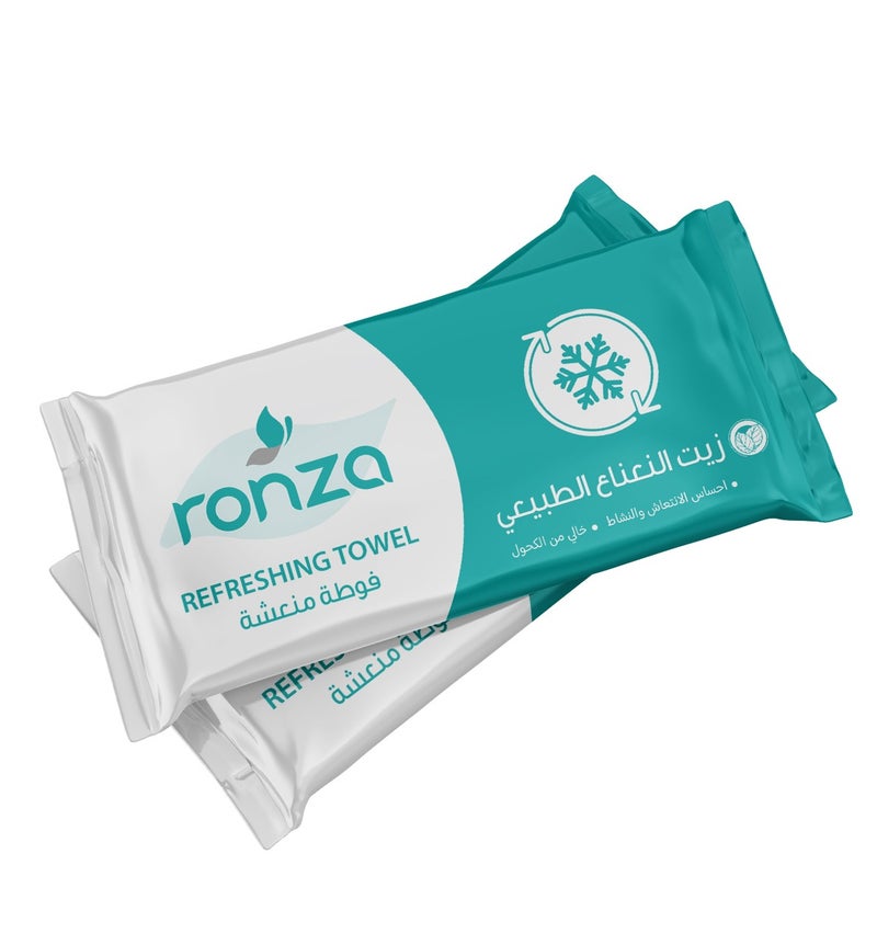 Ronza Refreshing Wet Wipes with Natural mint Oil - Single Use (24 pieces) - Image 3