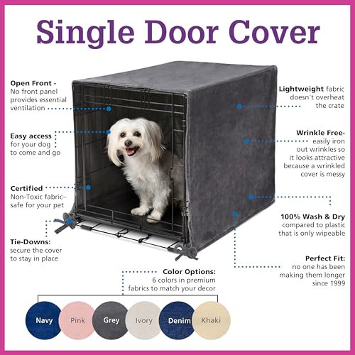Pet Dreams Dog Crate Cover - Breathable Fabric Kennel Topper for Single-Door Crates, Fits iCrate Dog Cages 18, 24, 30, 36, 42, 48 Inches (Khaki, Medium, 30") - Image 3