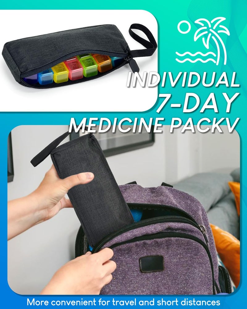 FRIWOLE Monthly Pill Organizer 3 Times a Day, with Portable Hard Shell, Pill Cutter, 31-Day Box, Plastic Opening Pick, Monthly & Weekly Stickers, Convenient Medication Management (Black, 3 Times a Day) - Image 2