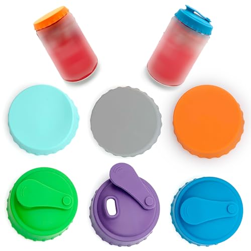 Qgond 6 PCS Silicone Soda Can Lids, Reusable Can Covers in 6 Colors – 3 with Straw Openings & 3 Fully Sealed – Leakproof BPA-Free Can Tops for Beer, Soda, Juice, 2.13 Inch Standard Cans - Image 1