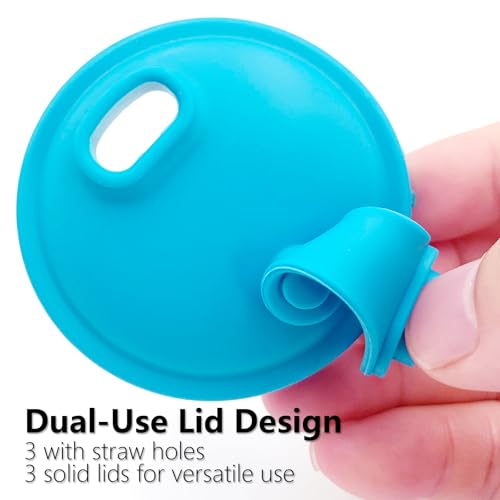 Qgond 6 PCS Silicone Soda Can Lids, Reusable Can Covers in 6 Colors – 3 with Straw Openings & 3 Fully Sealed – Leakproof BPA-Free Can Tops for Beer, Soda, Juice, 2.13 Inch Standard Cans - Image 4