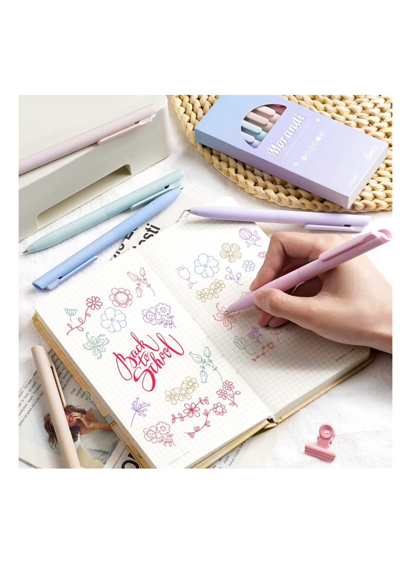 SYOSI - Colored Gel Pens, 6PCS Pastel Gel Pens Colored Ink Quick Dry & No Smear, Retractable Cute Pen Fine Point 0.5mm for Journaling, Aesthetic Gel Ink Pens Smooth Writing Stationery for School Supplies - Image 1