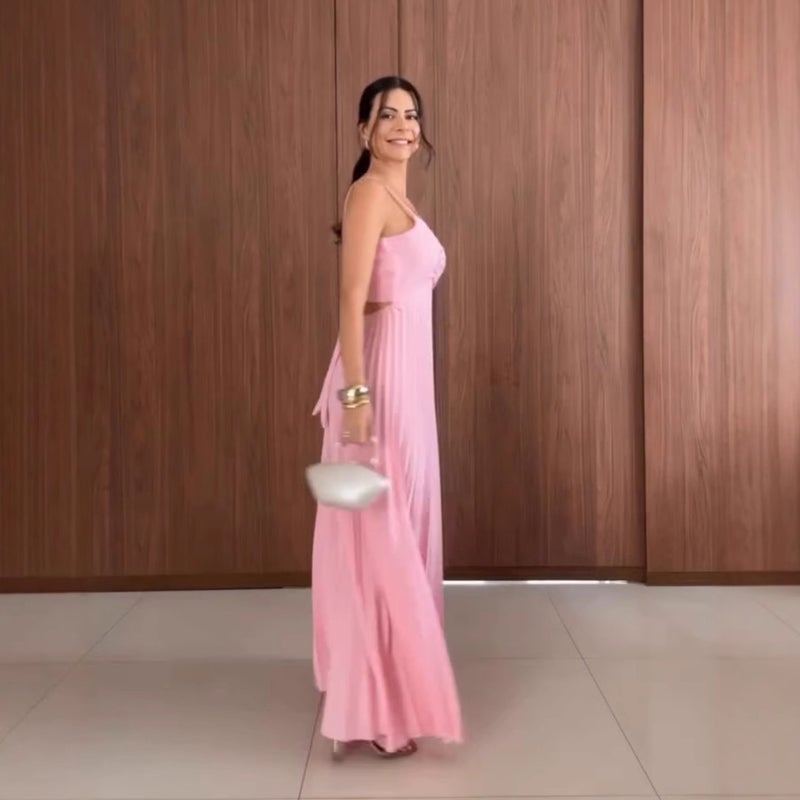 Women'S Suspender Sleeveless Waist Pleated Long Dress - Image 3