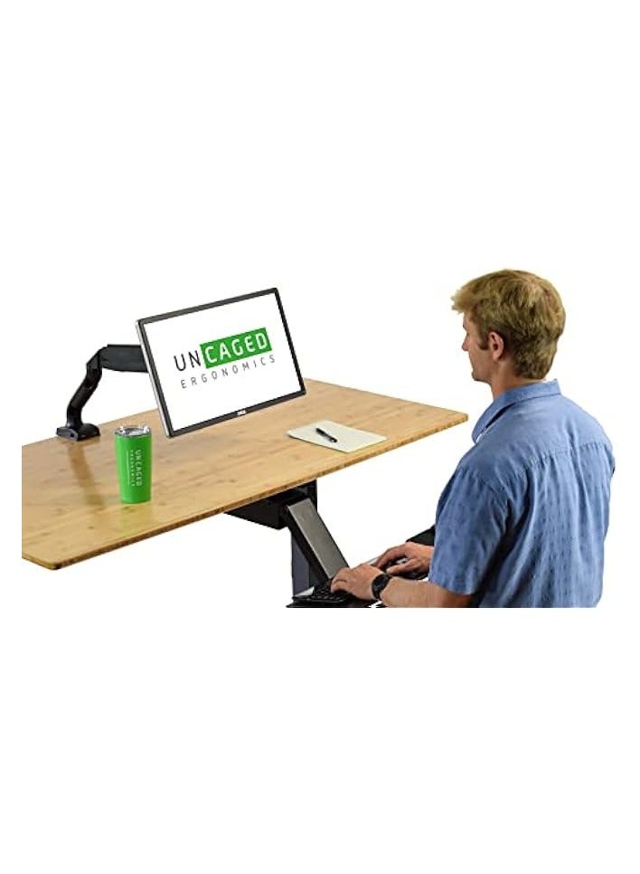 erorex Single Computer Monitor Arm with 2 USB Ports Adjustable Height Universal Mount LCD Holder sit Stand-up Standing Desk Accessory Organizer one Screen Swivel pan tilt Screens Black - Image 2