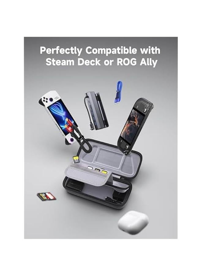 Carrying Case Compatible with Steam Deck/ROG Ally, Protective Hard Shell Carry Case Built-in Charger & Docking Station Storage, Portable Travel Bag for Steam Deck OLED/ROG Ally X - Image 5