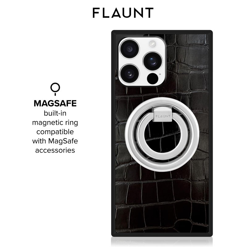 Flaunt Official Square Protective Case - Compatible with iPhone 16 Pro Max - Compatible with MagSafe & Wireless Charging - Drop-Tested & Shockproof - (Black Crocodile) - Image 5