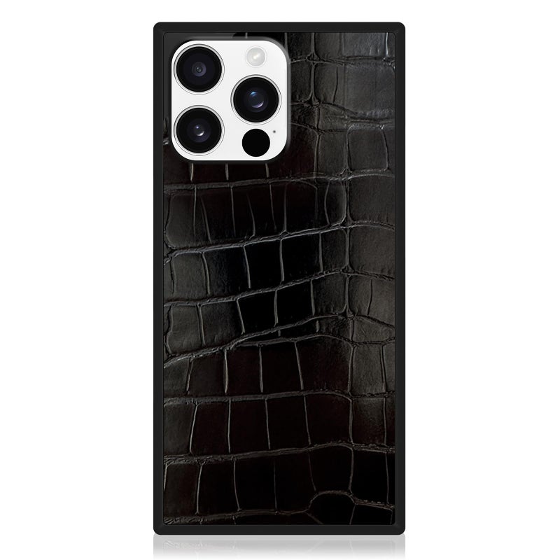 Flaunt Official Square Protective Case - Compatible with iPhone 16 Pro Max - Compatible with MagSafe & Wireless Charging - Drop-Tested & Shockproof - (Black Crocodile) - Image 1