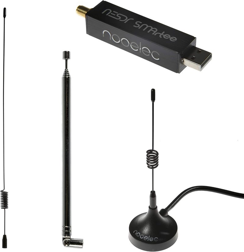 NooElec حزمة NESDR SMArTee v2 - RTL-SDR متميز مع Bias Tee مدمج، هيكل من الألمنيوم، 0.5PPM TCXO، مدخل SMA، قاعدة هوائي و3 هوائيات. راديو معرف برمجي (SDR) يعتمد على RTL2832U وR820T2. - Image 1