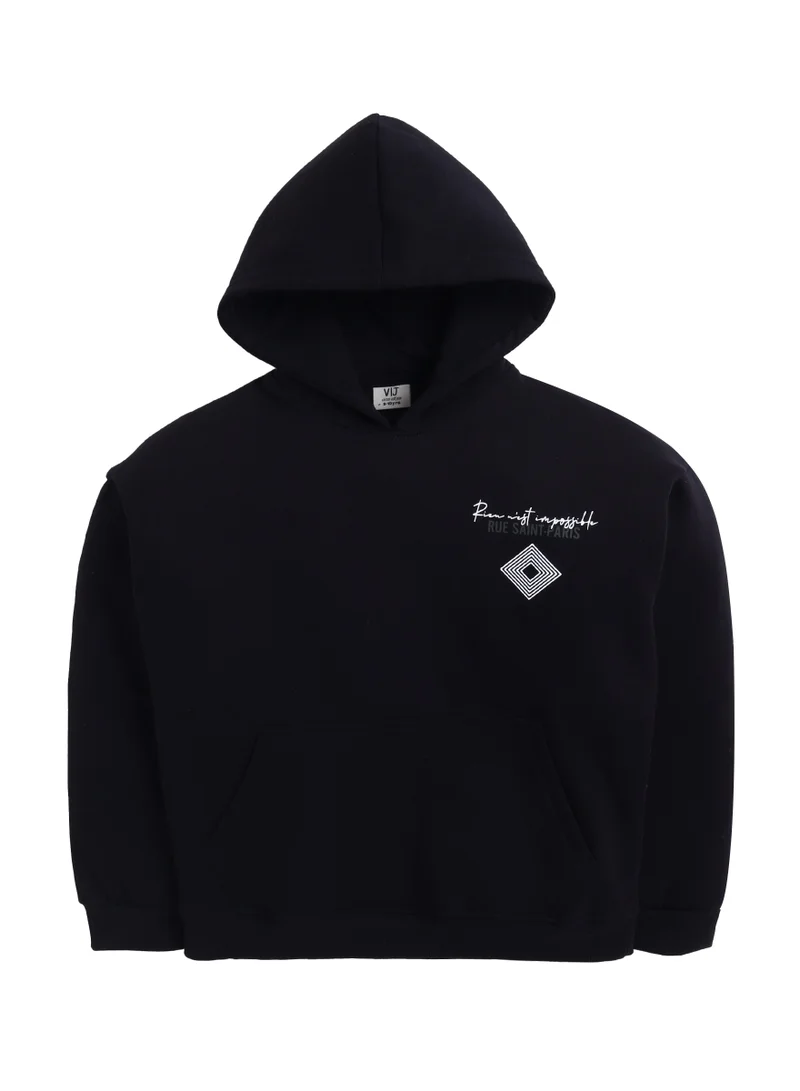 victor and jane Boys' Black "Blue Saint Paris" Graphic Hoodie