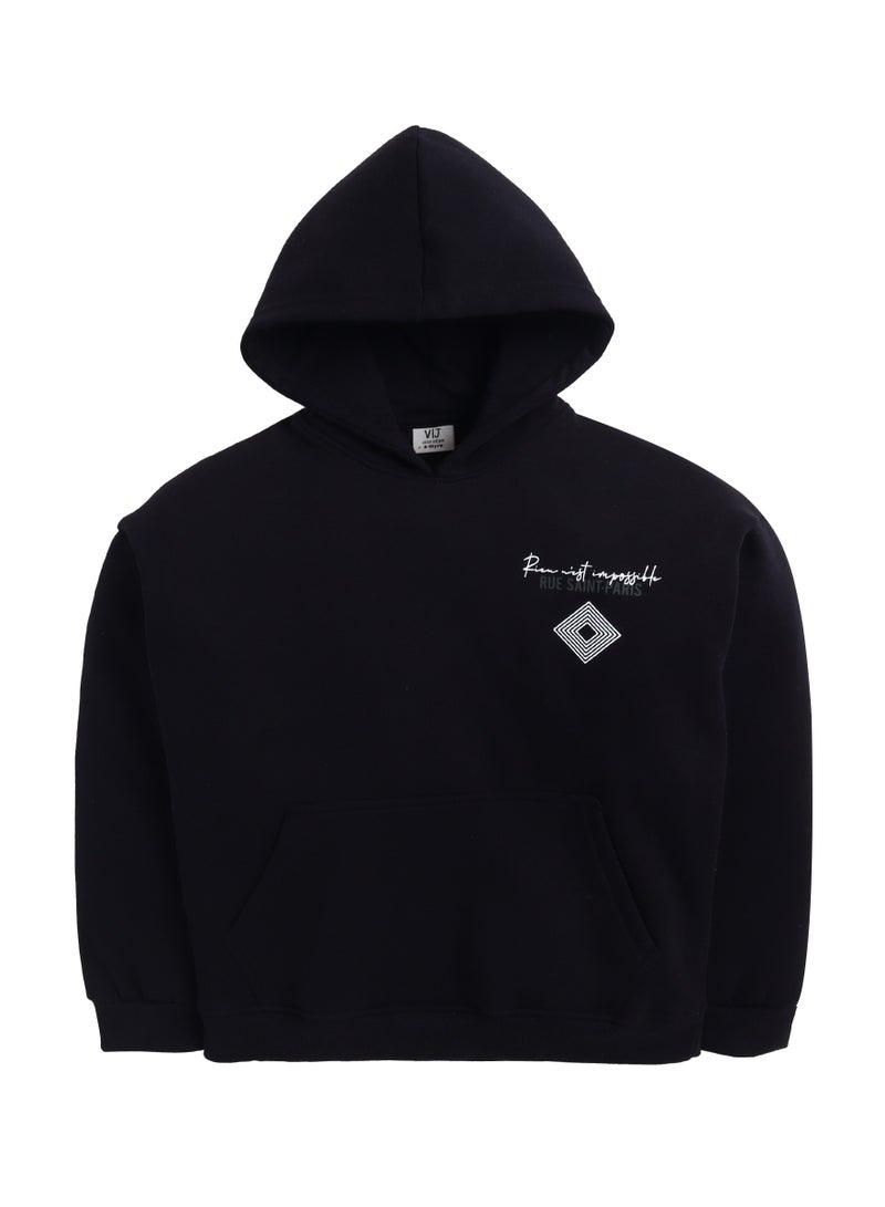 victor and jane Boys' Black "Blue Saint Paris" Graphic Hoodie - Image 2