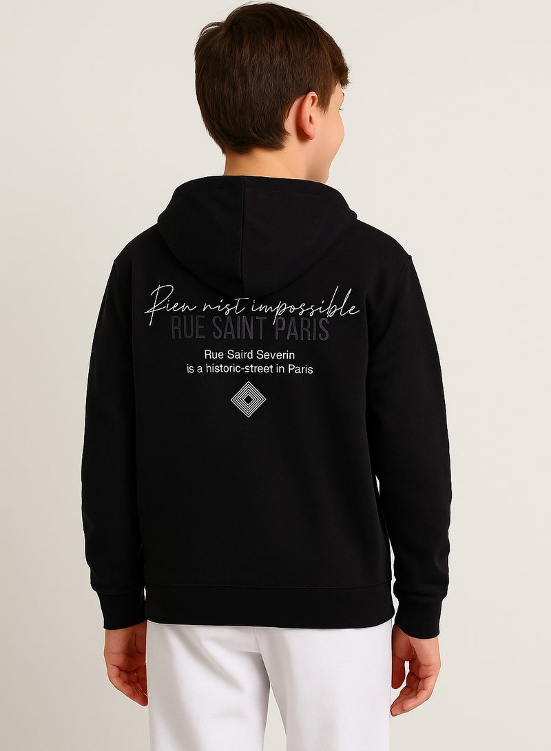 victor and jane Boys' Black "Blue Saint Paris" Graphic Hoodie - Image 3