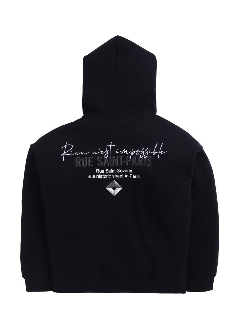 victor and jane Boys' Black "Blue Saint Paris" Graphic Hoodie - Image 4
