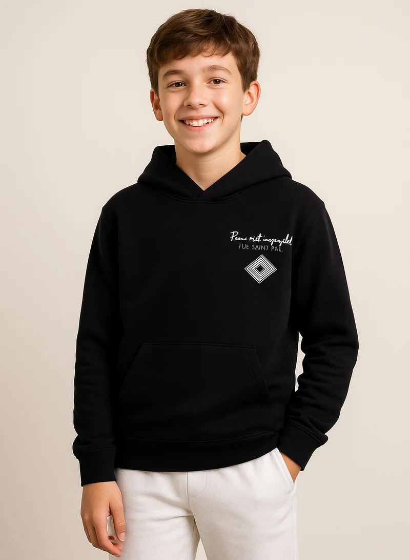 victor and jane Boys' Black "Blue Saint Paris" Graphic Hoodie