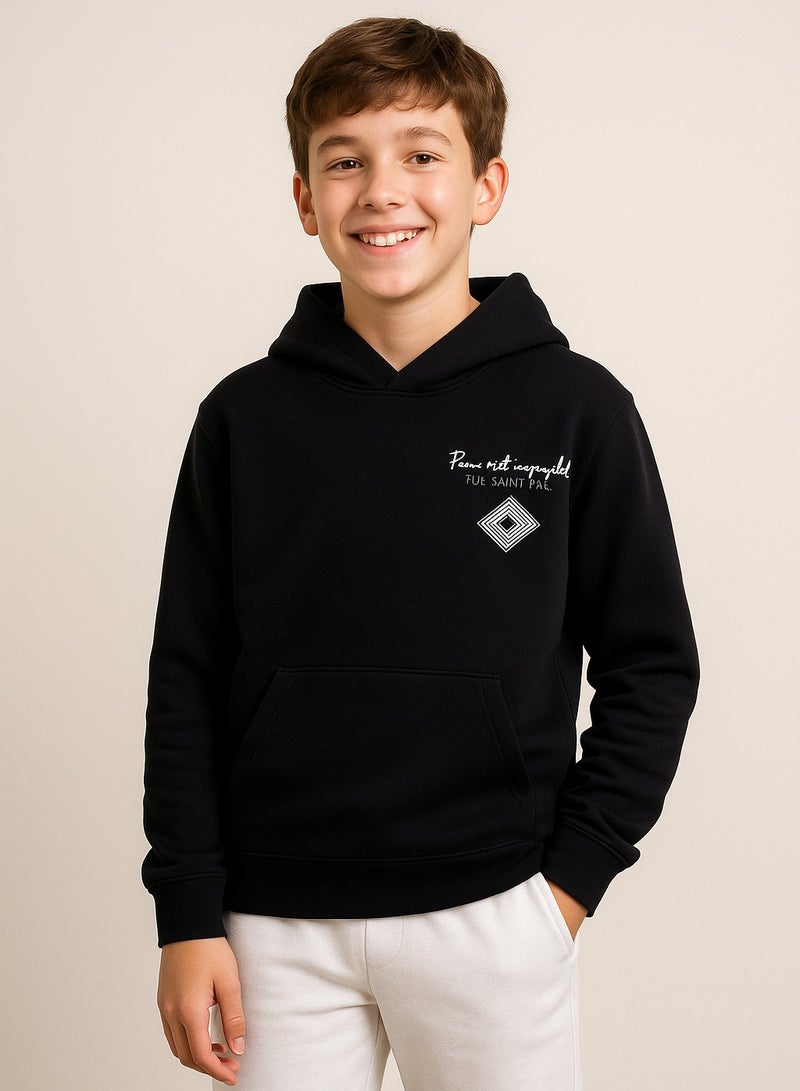 victor and jane Boys' Black "Blue Saint Paris" Graphic Hoodie - Image 1