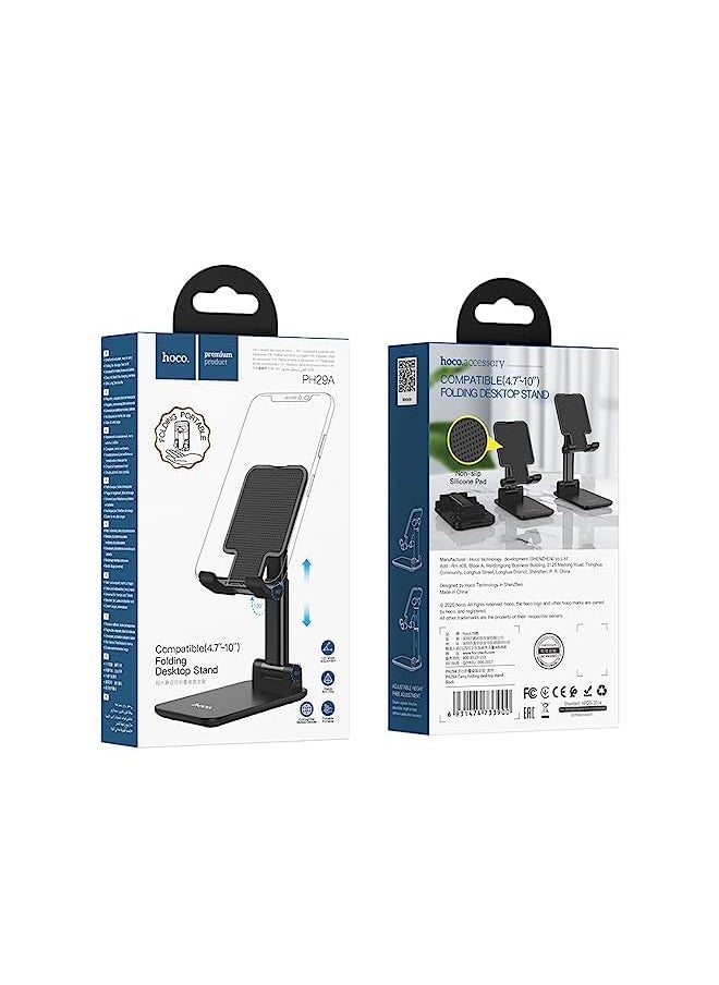 PH29A - Carry, Folding Desktop Stand, Suitable For Mobile Phones/Tablets Within 4.7-10 Inches, Applicable Scenarios: Online Class Study, Meeting, Watching Movies And Video, Live Broadcast - Black