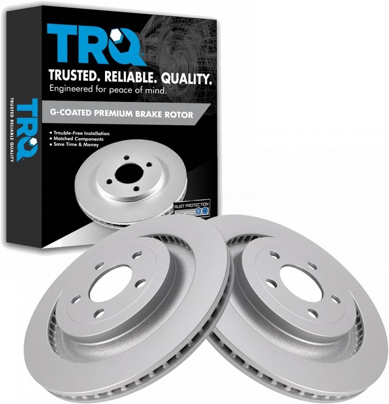 TRQ Rear Brake Rotors Set Vented Premium G-Coated Compatible with 2015-2023 Ford Mustang - Image 1