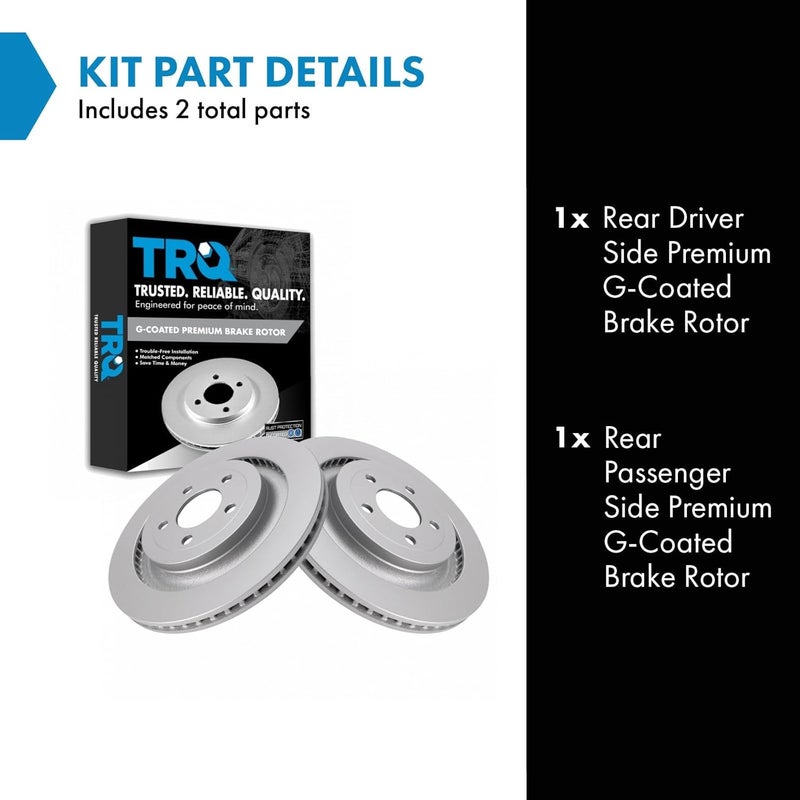 TRQ Rear Brake Rotors Set Vented Premium G-Coated Compatible with 2015-2023 Ford Mustang - Image 2