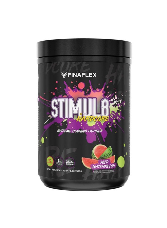 FINAFLEX STIMUL8 Hardcore, Wild Watermelon - Extreme Energy, Strength & Endurance for Men & Women - with Caffeine & L-Citrulline - 30 Servings - Image 1