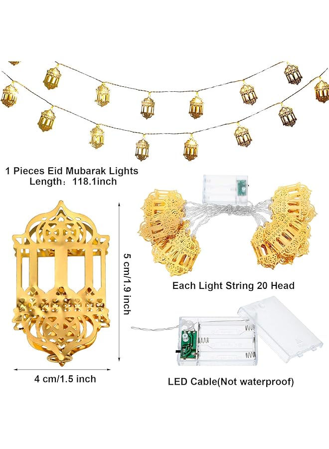erorex 20 Led Eid Mubarak String Lights Ramadan Led Lights Battery Powered Mubarak Moon Lantern Lights Decoration Mubarak Home Lamp Decorations Lantern - Image 2