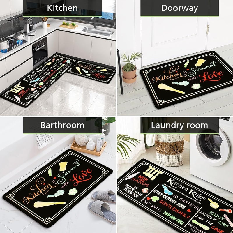 Aazeem Farmhouse Kitchen Mats Anti Fatigue Kitchen Rugs Sets of 2Non Slip Waterproof Kitchen Floor MatsErgonomic Cushioned Comfort Standing Mat for LaundryOfficeSinkDesk - Image 4