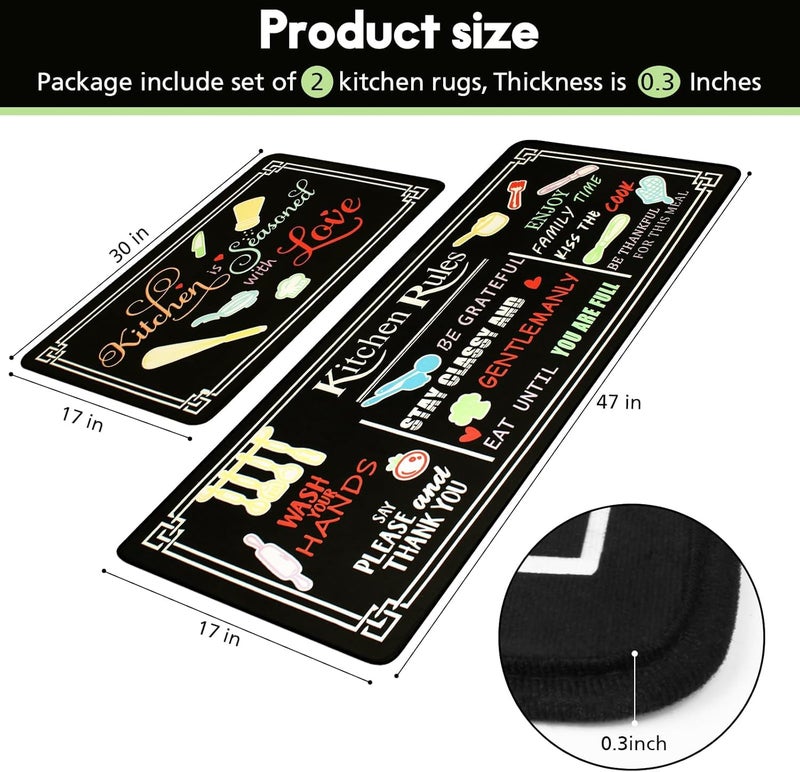 Aazeem Farmhouse Kitchen Mats Anti Fatigue Kitchen Rugs Sets of 2Non Slip Waterproof Kitchen Floor MatsErgonomic Cushioned Comfort Standing Mat for LaundryOfficeSinkDesk - Image 2