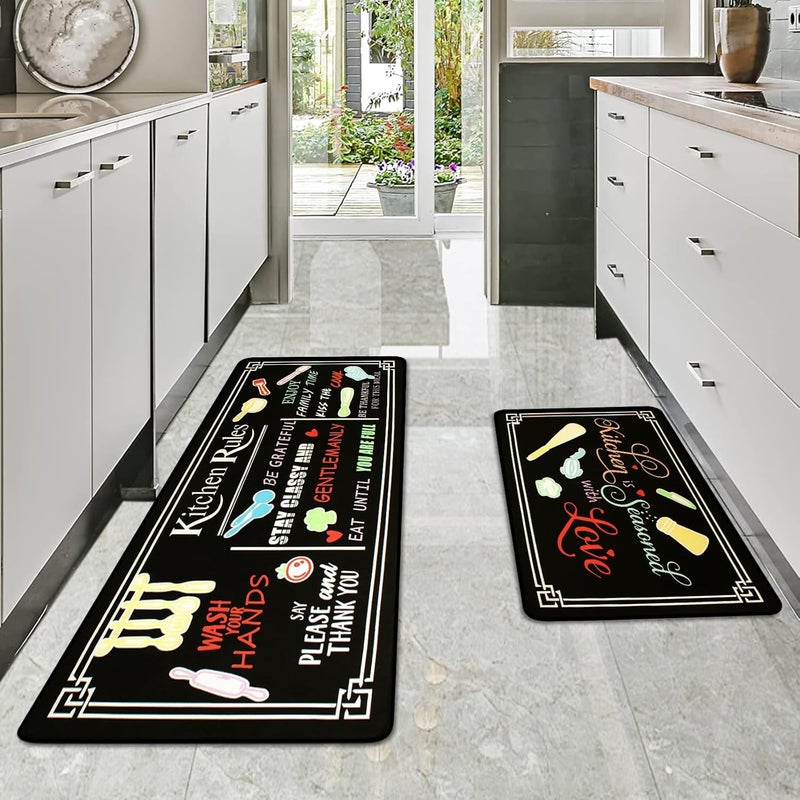 Aazeem Farmhouse Kitchen Mats Anti Fatigue Kitchen Rugs Sets of 2Non Slip Waterproof Kitchen Floor MatsErgonomic Cushioned Comfort Standing Mat for LaundryOfficeSinkDesk - Image 1