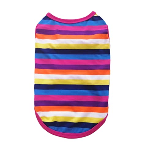 KUTKUT Rainbow Color Stripe Print Cotton Sleeveless T-Shirt for Small Dog ShishTzu, Lhasa, Poodle, Maltipoo Clothes (Size: XL, Chest 50 Cm, Neck 36 Cm, Back Length 40 Cm, Pet Weight: 6- 8Kg),1 Count - Image 3