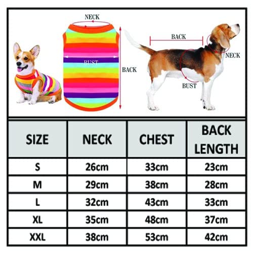 KUTKUT Rainbow Color Stripe Print Cotton Sleeveless T-Shirt for Small Dog ShishTzu, Lhasa, Poodle, Maltipoo Clothes (Size: XL, Chest 50 Cm, Neck 36 Cm, Back Length 40 Cm, Pet Weight: 6- 8Kg),1 Count - Image 4