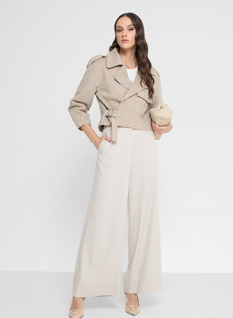 ايلا معطف قصير بحزام - Image 4