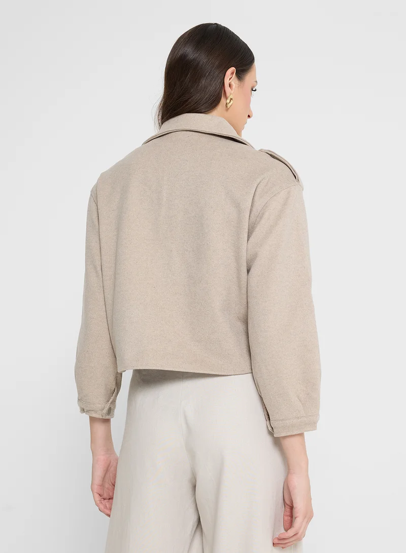 ايلا Cropped Coat With Belt