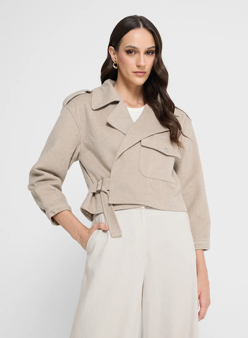ايلا Cropped Coat With Belt