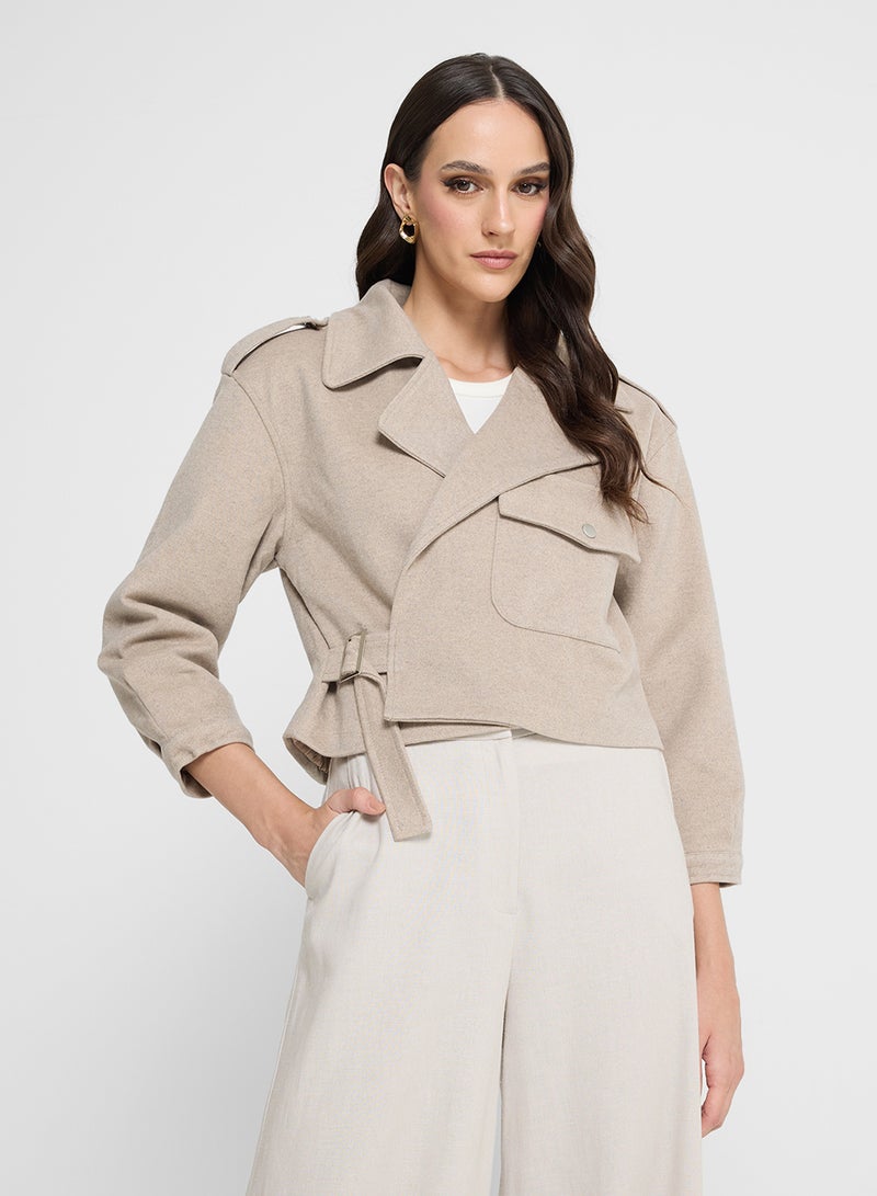 ايلا معطف قصير بحزام - Image 1