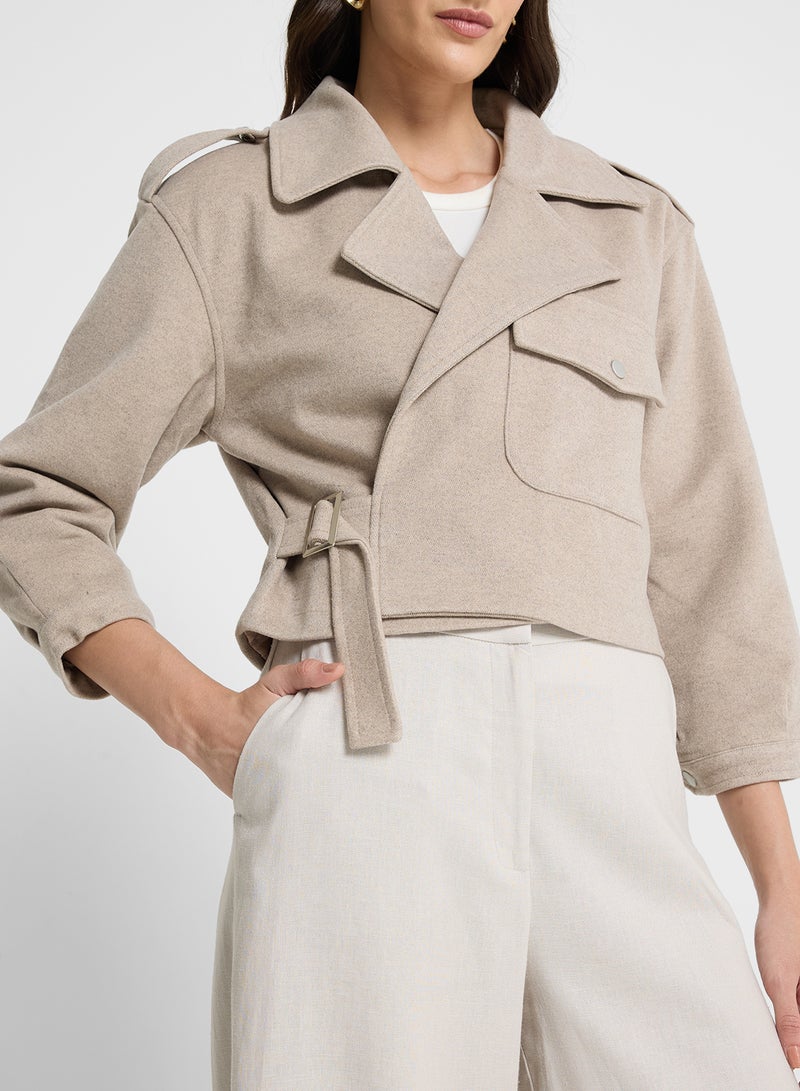 ايلا معطف قصير بحزام - Image 3