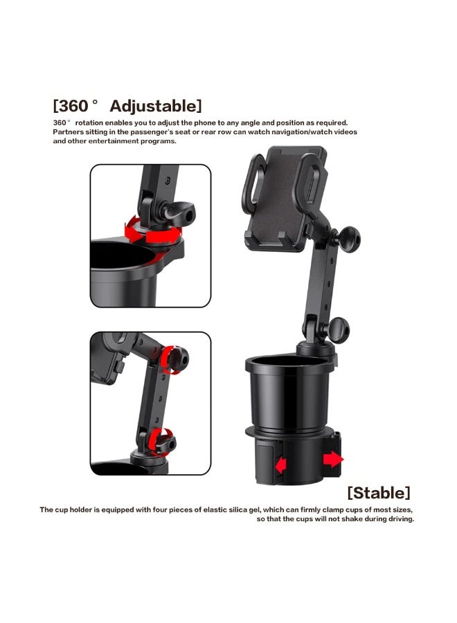 NXT Car Cup Holder Phone Mount, Universal Auto Cell Phone Stand with Drink Expand Cup Holder,2 in 1 Multifunctional Car Cup Holder Expander with 360° Rotation Phone Mount - Image 4
