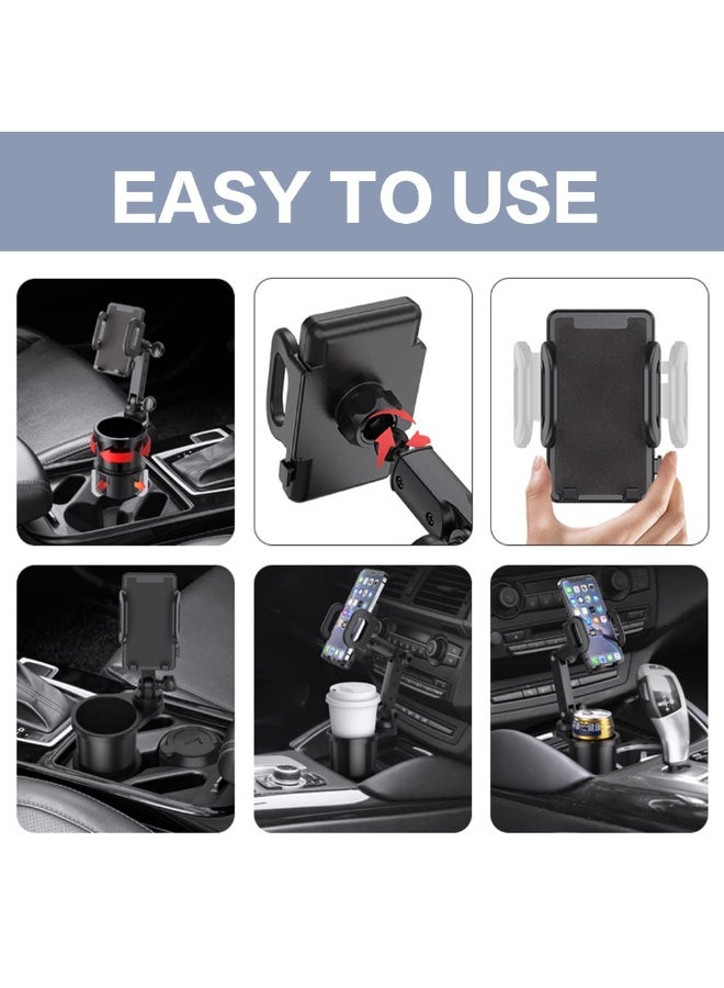 NXT Car Cup Holder Phone Mount, Universal Auto Cell Phone Stand with Drink Expand Cup Holder,2 in 1 Multifunctional Car Cup Holder Expander with 360° Rotation Phone Mount - Image 5